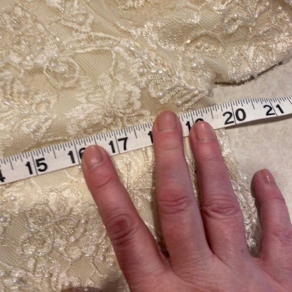 BRILLIANTE by JA Pearl Lace Formal Party Tiered Dress Ivory W Sleeves Size Large - Picture 13 of 15